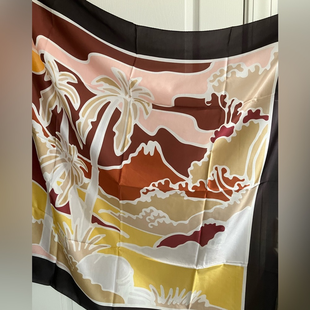 Silk Cotton Blend Scarf Shawl palm trees